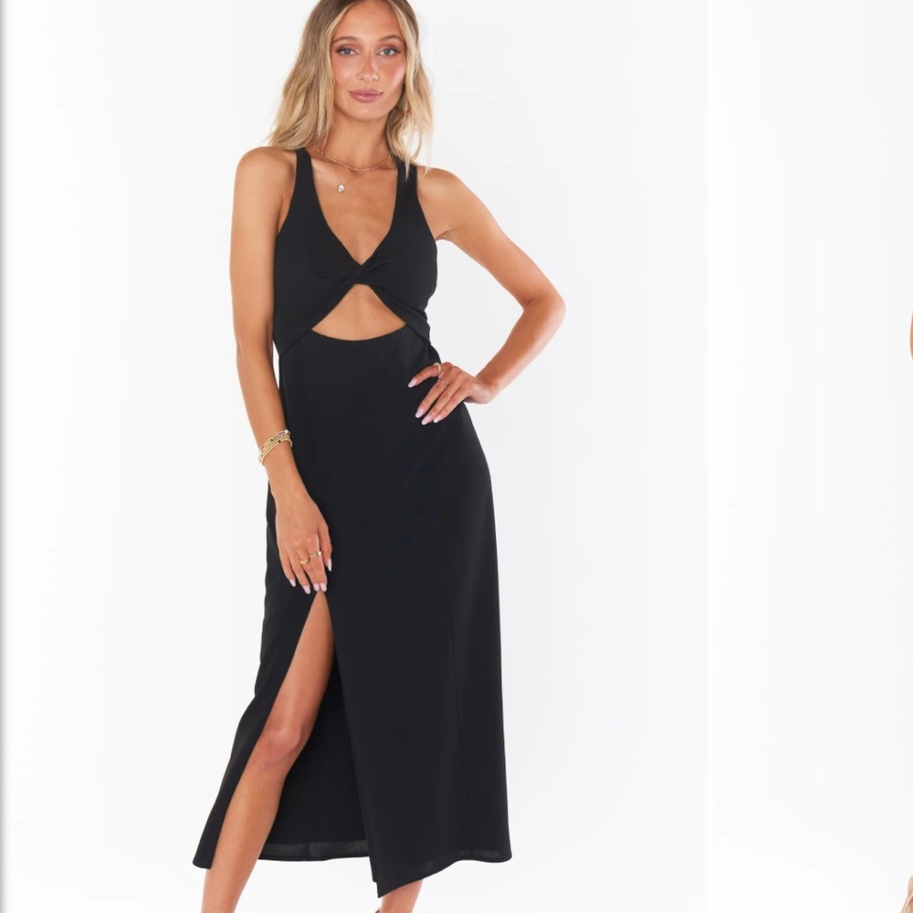 Show me your mumu black cut out Luca midi dress size large NWOT